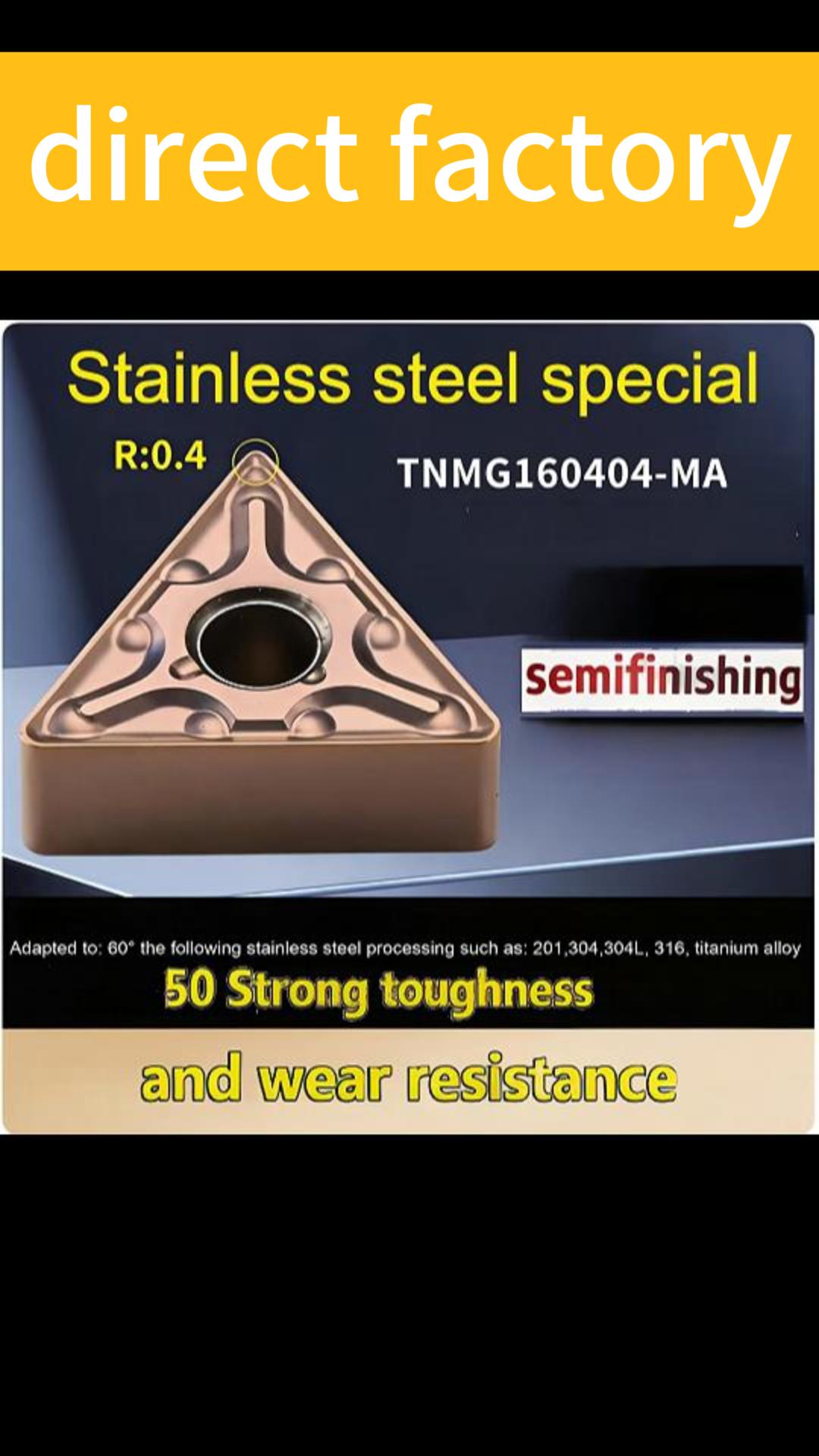 TNMG160404-MA carbide insert for stainless steel semi-finishing wholesale.